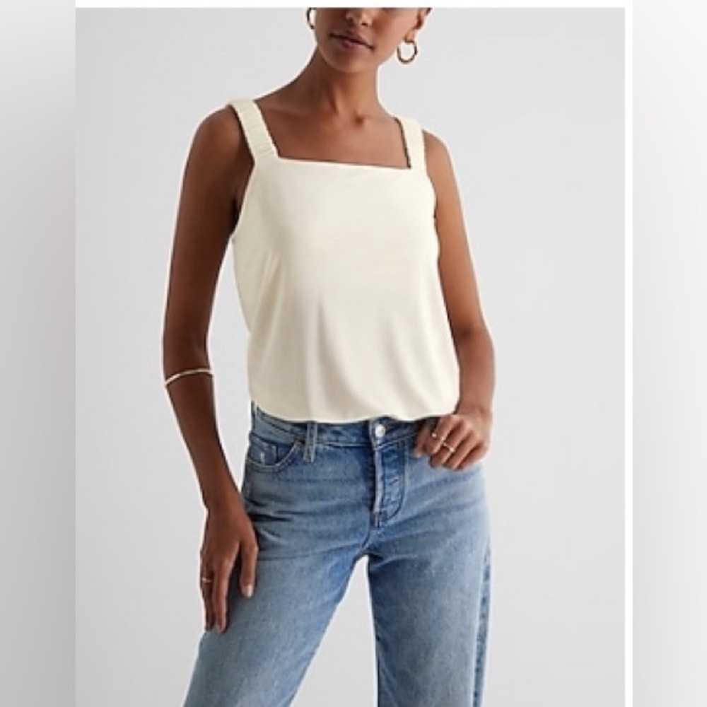 EXPRESS Square Neck Elastic Strap Bodysuit
